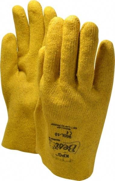 SHOWA - Size L (10) Vinyl Coated Cotton General Protection Work Gloves - For General Purpose, Fully Coated, Slip-On Cuff, Full Fingered, Yellow, Paired - Makers Industrial Supply