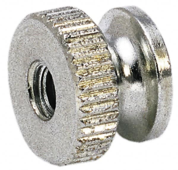 Electro Hardware - 3/8-16" UNC Thread, Uncoated, Grade 302, 303 Stainless Steel Round Knurled Thumb Nut - 15/32" Overall Height, 3/4" Head Diam - Makers Industrial Supply