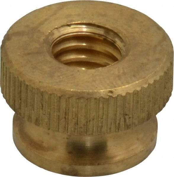 Electro Hardware - 5/16-18" UNC Thread, Uncoated, Grade B-633 Brass Round Knurled Thumb Nut - 13/32" Overall Height, 5/8" Head Diam - Makers Industrial Supply