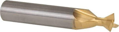 Made in USA - 3/8" Diam x 3/16" Width of Cut, 60° Included Angle, Carbide-Tipped Dovetail Cutter - 3/8" Shank Diam, 2-1/8" Overall Length, 0.0050-0.0100" Corner Radius, Weldon Flat, TiN Coated - Makers Industrial Supply