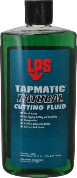 LPS - Tapmatic Natural, 16 oz Bottle Cutting & Tapping Fluid - Straight Oil, For Boring, Broaching, Drilling, Engraving, Facing, Milling, Reaming, Sawing, Tapping, Threading, Turning - Makers Industrial Supply