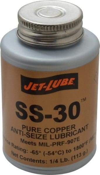 Jet-Lube - 0.25 Lb Can High Temperature Anti-Seize Lubricant - Copper, -65 to 1,800°F, Copper Colored, Water Resistant - Makers Industrial Supply