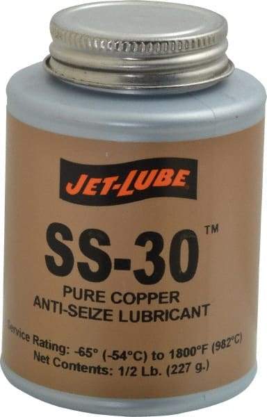 Jet-Lube - 0.5 Lb Can High Temperature Anti-Seize Lubricant - Copper, -65 to 1,800°F, Copper Colored, Water Resistant - Makers Industrial Supply