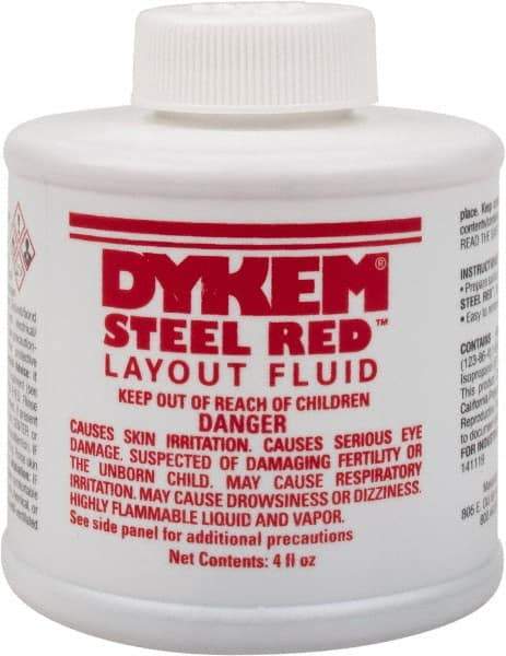 Dykem - Red Layout Fluid - 4 Ounce Brush Top Can - Makers Industrial Supply