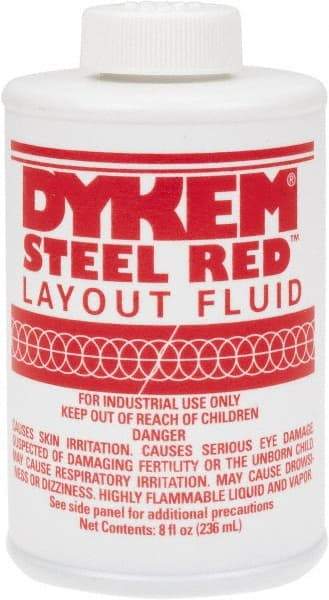 Dykem - Red Layout Fluid - 8 Ounce Brush Top Can - Makers Industrial Supply