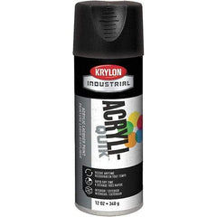 Krylon - Black, 12 oz Net Fill, Flat, Lacquer Spray Paint - 15 to 20 Sq Ft per Can, 16 oz Container, Use on Cabinets, Color Coding Steel & Lumber, Conduits, Drums, Ducts, Fabric, Furniture, Motors, Pipelines, Tools - Makers Industrial Supply