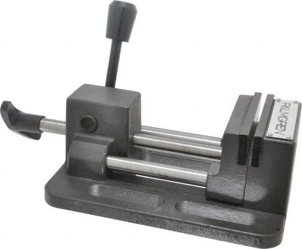 Palmgren - 3" Jaw Opening Capacity x 1" Throat Depth, Horizontal Drill Press Vise - 3" Wide Jaw, Stationary Base, Standard Speed, 12-1/4" OAL x 2-3/4" Overall Height - Makers Industrial Supply