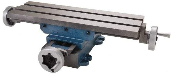 Palmgren - 6" Table Width x 18-5/8 Table Length, 8" Cross Travel x 12" Longitudinal Travel, Slide Machining Table - 6-1/8" Overall Height, Two 9/16" Longitudinal T Slots - Makers Industrial Supply