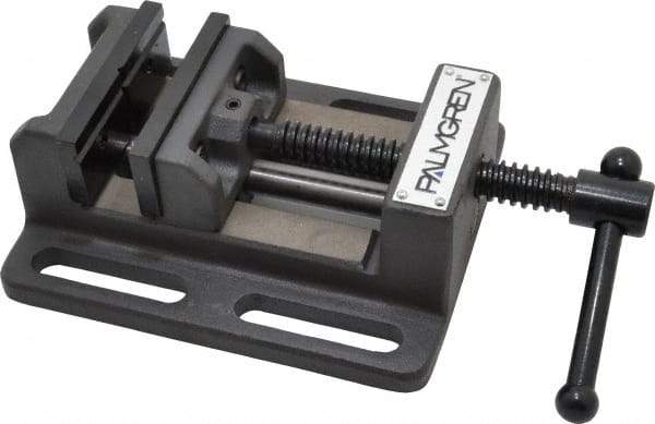 Palmgren - 3" Jaw Opening Capacity x 1-1/8" Throat Depth, Horizontal Drill Press Vise - 3" Wide Jaw, Stationary Base, Standard Speed, 6-1/2" OAL x 2-7/16" Overall Height - Makers Industrial Supply