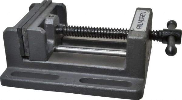 Palmgren - 4" Jaw Opening Capacity x 1-3/4" Throat Depth, Horizontal Drill Press Vise - 4" Wide Jaw, Stationary Base, Standard Speed, 7-1/2" OAL x 2-7/8" Overall Height - Makers Industrial Supply