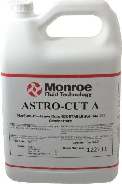 Monroe Fluid Technology - Astro-Cut A, 1 Gal Bottle Cutting & Grinding Fluid - Water Soluble, For CNC Milling, Drilling, Tapping, Turning - Makers Industrial Supply