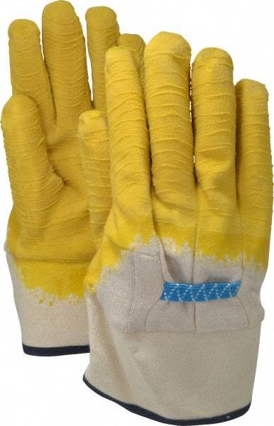 PRO-SAFE - Size L (9) Latex Coated Jersey General Protection Work Gloves - For General Purpose, Fully Coated, Safety Cuff, Orange, Paired - Makers Industrial Supply