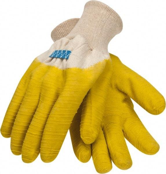 PRO-SAFE - Size L (9) Latex Coated Jersey General Protection Work Gloves - For General Purpose, Fully Coated, Knit Wrist Cuff, Orange, Paired - Makers Industrial Supply