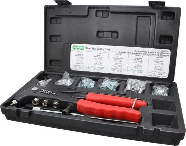 Value Collection - 104 Piece Steel Manual Rivet Nut Tool Kit - #6-32, #10-24" Thread - Makers Industrial Supply