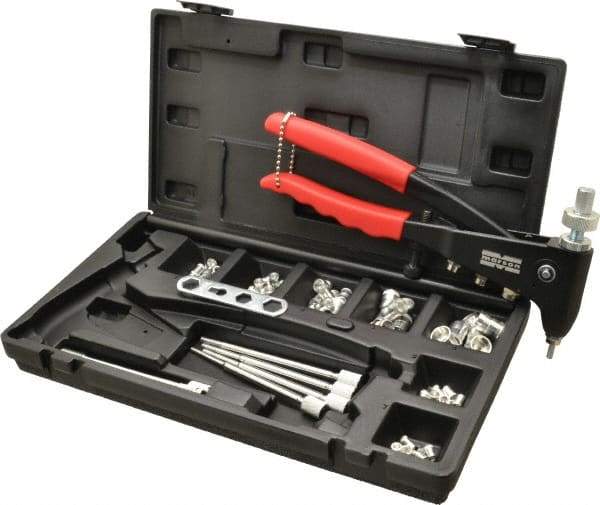 Value Collection - 63 Piece Aluminum Manual Rivet Nut Tool Kit - #6-32, 3/8-16" Thread - Makers Industrial Supply