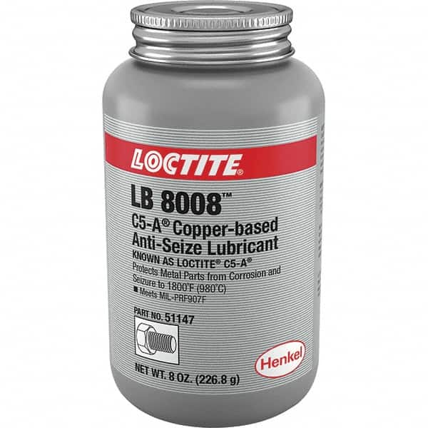 Loctite - 8 oz Can High Temperature Anti-Seize Lubricant - Copper/Graphite, -29 to 1,800°F, Copper Colored, Water Resistant - Makers Industrial Supply