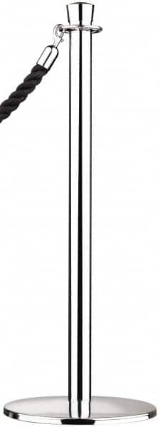 Tensator - 39" High, 2" Pole Diam, Standard Post - 11-1/2" Base Diam, Dome Satin Chrome (Color) Steel Post - Makers Industrial Supply