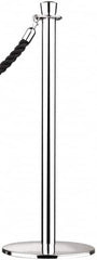 Tensator - 39" High, 2" Pole Diam, Standard Post - 11-1/2" Base Diam, Dome Satin Chrome (Color) Steel Post - Makers Industrial Supply