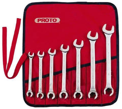 Proto - 7 Piece, 3/8" to 3/4", 6 Point Flare Nut Wrench Set - Inch Measurement Standard, Satin Finish, Comes in Nylon Roll - Makers Industrial Supply