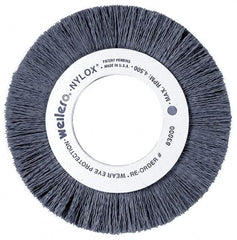 Weiler - 14" OD, 5-1/4" Arbor Hole, Crimped Nylon Wheel Brush - 1" Face Width, 3-3/4" Trim Length, 0.035" Filament Diam, 1,800 RPM - Makers Industrial Supply