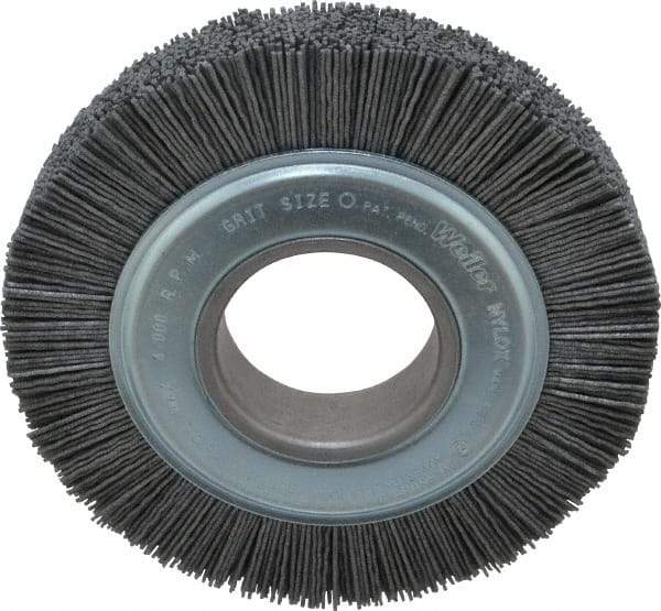 Weiler - 6" OD, 2" Arbor Hole, Crimped Nylon Wheel Brush - 1" Face Width, 1-1/4" Trim Length, 0.04" Filament Diam, 3,600 RPM - Makers Industrial Supply