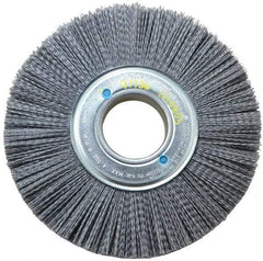 Weiler - 8" OD, 2" Arbor Hole, Crimped Nylon Wheel Brush - 1" Face Width, 2-1/4" Trim Length, 0.04" Filament Diam, 3,600 RPM - Makers Industrial Supply