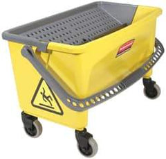 Rubbermaid - 40 Qt Plastic Bucket & Wringer - 14-1/2" Long x 16.1" High x 26.2" Wide, Yellow - Makers Industrial Supply