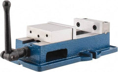 Interstate - 4" Jaw Width, 4" Jaw Opening Capacity, Horizontal Stationary Machine Vise - Manual Operation, 6,750 Lb Capacity, 1 Station, 12-3/8" Long x 3.7" High x 1-1/4" Deep, 1-1/4" Jaw Height, Cast Iron - Makers Industrial Supply