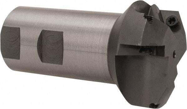 Everede Tool - 60° Lead Angle, 1.958" Max Cut Diam, 1" Min Cut Diam, 0.277" Max Depth of Cut, Indexable Chamfer and Angle End Mill - 3 Inserts, APLT 347 Insert Style, 3.2" Overall Length, Straight Shank, 120° Included Angle - Makers Industrial Supply