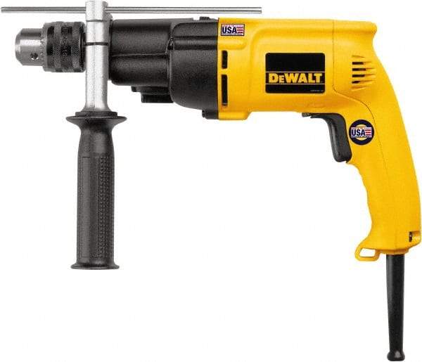 DeWALT - 120 Volt 1/2" Keyed Chuck Electric Hammer Drill - 0 to 19,000 & 0 to 46,000 BPM, 0 to 1,100 & 0 to 2,700 RPM, Reversible - Makers Industrial Supply