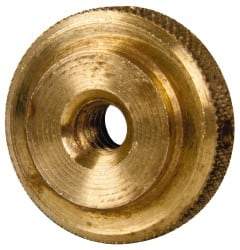 Gibraltar - #10-24 UNC Thread, Uncoated, Brass Round Knurled Check Nut - 1/4" Overall Height, 3/4" Diam x 3/16" Head Height, 1/2" Base Diam - Makers Industrial Supply