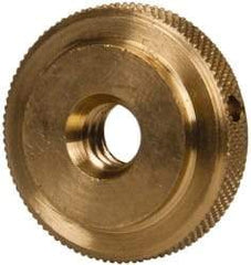 Gibraltar - 1/4-20" UNC Thread, Uncoated, Brass Round Knurled Check Nut - 1/4" Overall Height, 7/8" Diam x 3/16" Head Height, 5/8" Diam x 1/16" Base Height - Makers Industrial Supply