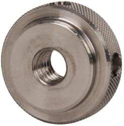 Gibraltar - 5/16-18" UNC Thread, Uncoated, Stainless Steel Round Knurled Check Nut - 3/8" Overall Height, 1" Head Diam, 3/4" Diam x 3/32" Base Height - Makers Industrial Supply