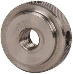 Gibraltar - 5/16-18" UNC Thread, Uncoated, Stainless Steel Round Knurled Check Nut - 3/8" Overall Height, 1" Head Diam, 3/4" Diam x 3/32" Base Height - Makers Industrial Supply