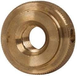 Gibraltar - 3/8-16" UNC Thread, Uncoated, Brass Round Knurled Check Nut - 3/8" Overall Height, 1" Head Diam, 3/4" Diam x 3/32" Base Height - Makers Industrial Supply