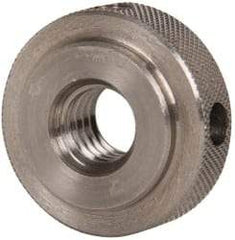 Gibraltar - 3/8-16" UNC Thread, Uncoated, Stainless Steel Round Knurled Check Nut - 3/8" Overall Height, 1" Head Diam, 3/4" Diam x 3/32" Base Height - Makers Industrial Supply