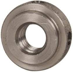 Gibraltar - 1/2-13" UNC Thread, Uncoated, Stainless Steel Round Knurled Check Nut - 7/16" Overall Height, 1-1/8" Diam x 5/16" Head Height, 7/8" Diam x 1/8" Base Height - Makers Industrial Supply