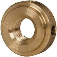 Gibraltar - 5/8-11" UNC Thread, Uncoated, Brass Round Knurled Check Nut - 1/2" Overall Height, 1-3/8" Diam x 3/8" Head Height, 1-1/8" Diam x 1/8" Base Height - Makers Industrial Supply