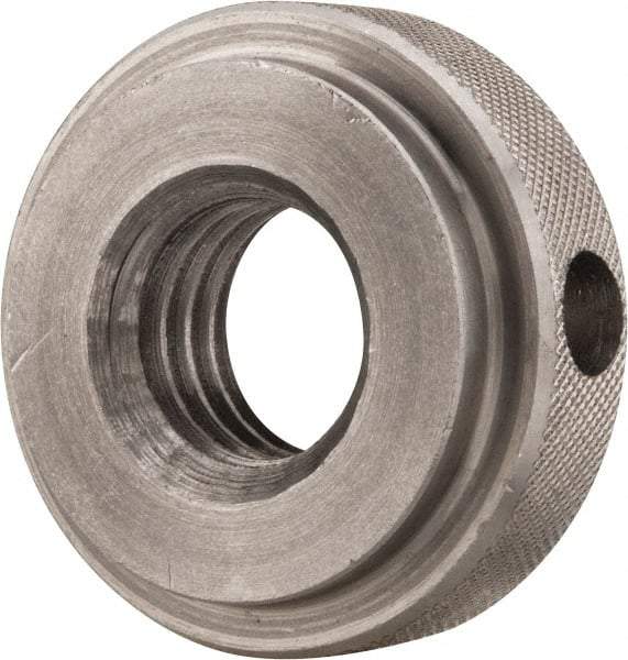 Gibraltar - 5/8-11" UNC Thread, Uncoated, Stainless Steel Round Knurled Check Nut - 1/2" Overall Height, 1-3/8" Diam x 3/8" Head Height, 1-1/8" Diam x 1/8" Base Height - Makers Industrial Supply