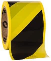 NMC - 200' Long x 3" Wide Roll, Polyethylene, Black & Yellow Barricade Tape - Makers Industrial Supply