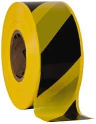 NMC - 1,000' Long x 3" Wide Roll, Polyethylene, Black & Yellow Barricade Tape - Makers Industrial Supply