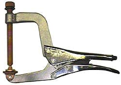 Grip-On - 13" OAL Standard Jaw Spindle C-Clamp Weld Locking Pliers - Exact Industrial Supply