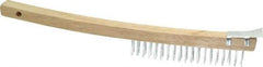 Value Collection - 3 Rows x 19 Columns Bent Handle Scratch Brush with Scraper - 1" Brush Length, 13-1/2" OAL, 1" Trim Length, Wood Curved Handle - Makers Industrial Supply