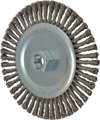 Anderson - 6" OD, 5/8-11 Arbor Hole, Knotted Steel Wheel Brush - 3/16" Face Width, 1-1/8" Trim Length, 0.02" Filament Diam, 12,500 RPM - Makers Industrial Supply