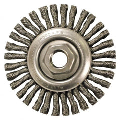 Anderson - 4" OD, M10x1.25 Arbor Hole, Knotted Steel Wheel Brush - 1/4" Face Width, 7/8" Trim Length, 0.02" Filament Diam, 20,000 RPM - Makers Industrial Supply