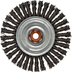 Anderson - 4" OD, M10x1.50 Arbor Hole, Knotted Steel Wheel Brush - 1/4" Face Width, 7/8" Trim Length, 0.02" Filament Diam, 20,000 RPM - Makers Industrial Supply