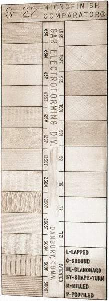 GAR - 2 to 500 micro Inch Surface Finish, Nickel, Surface Finish Comparator - 22 Specimens, 5-3/8 Inch Overall Length x 2 Inch Overall Width, Includes Instructions and Case - Makers Industrial Supply