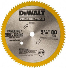 DeWALT - 5-3/8" Diam, 10mm Arbor Hole Diam, 80 Tooth Wet & Dry Cut Saw Blade - Steel, Standard Round Arbor - Makers Industrial Supply