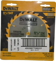 DeWALT - 5-3/8" Diam, 10mm Arbor Hole Diam, 24 Tooth Wet & Dry Cut Saw Blade - Carbide-Tipped, Smooth Action, Standard Round Arbor - Makers Industrial Supply