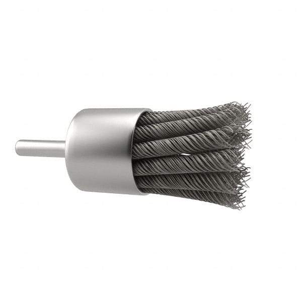 Anderson - 1-1/8" Brush Diam, Knotted, End Brush - 1/4" Diam Shank, 22,000 Max RPM - Makers Industrial Supply